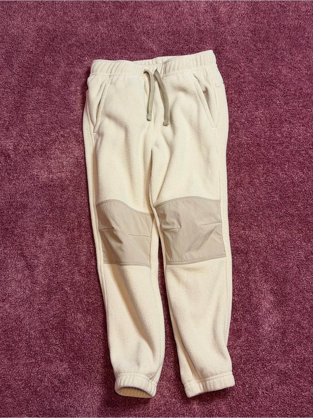 Athletic Works Cream Fleece Pants with Yellow Logo